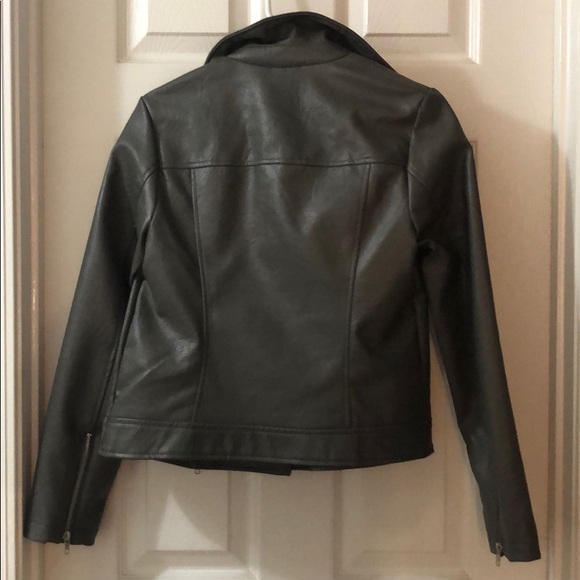 Grey Leather Moto Jacket - Picture 4 of 6